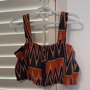 Veronica Beard Orange and Black Patterned Crop Top